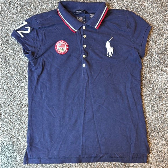 Ralph Lauren Tops - Ralph Lauren Blue Short Sleeve Tee with Olympic Patch